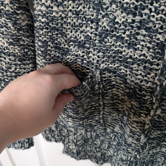 RDI Chunky Knit Long Sleeve Tunic Pocket Sweater in Marbled Green & Cream Size S - Picture 6 of 8